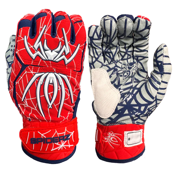 Spiderz HYBRID Batting Gloves - Red/Navy Blue/White