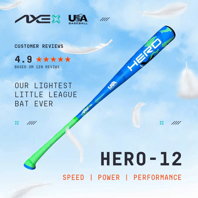 2024 Axe Hero Hyperspeed USA Baseball Bat -12 | Standard Handle