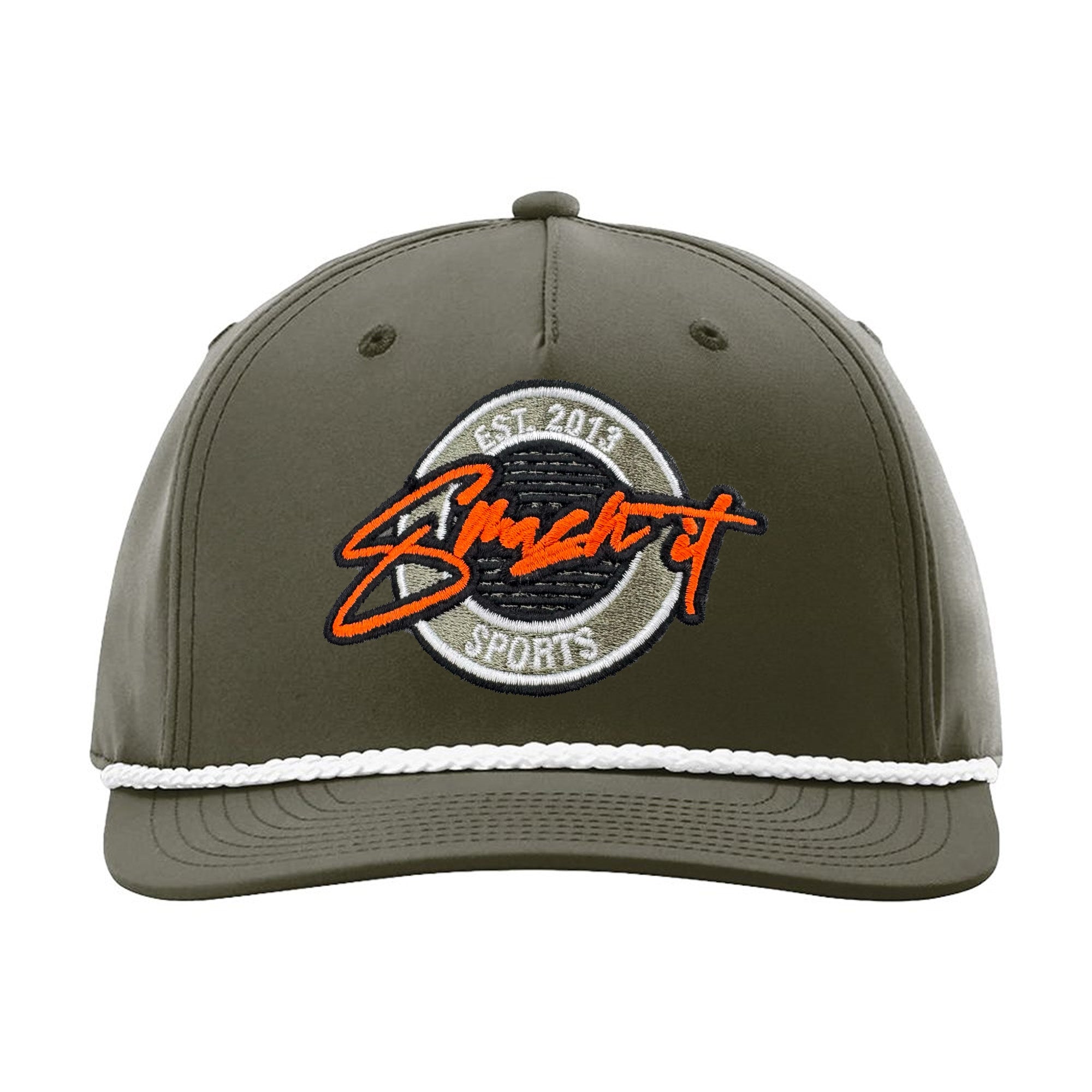 Smash It Sports Classic Rope Snapback Hat - Olive Green/White/Orange