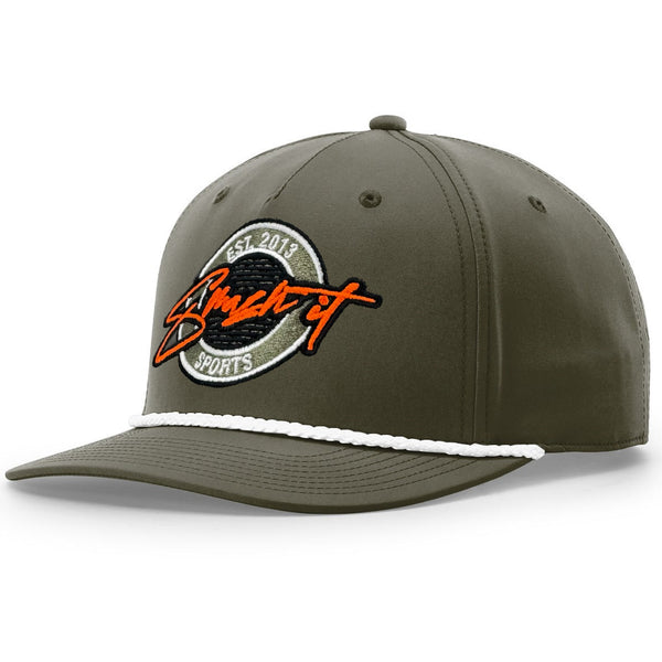 Smash It Sports Classic Rope Snapback Hat - Olive Green/White/Orange