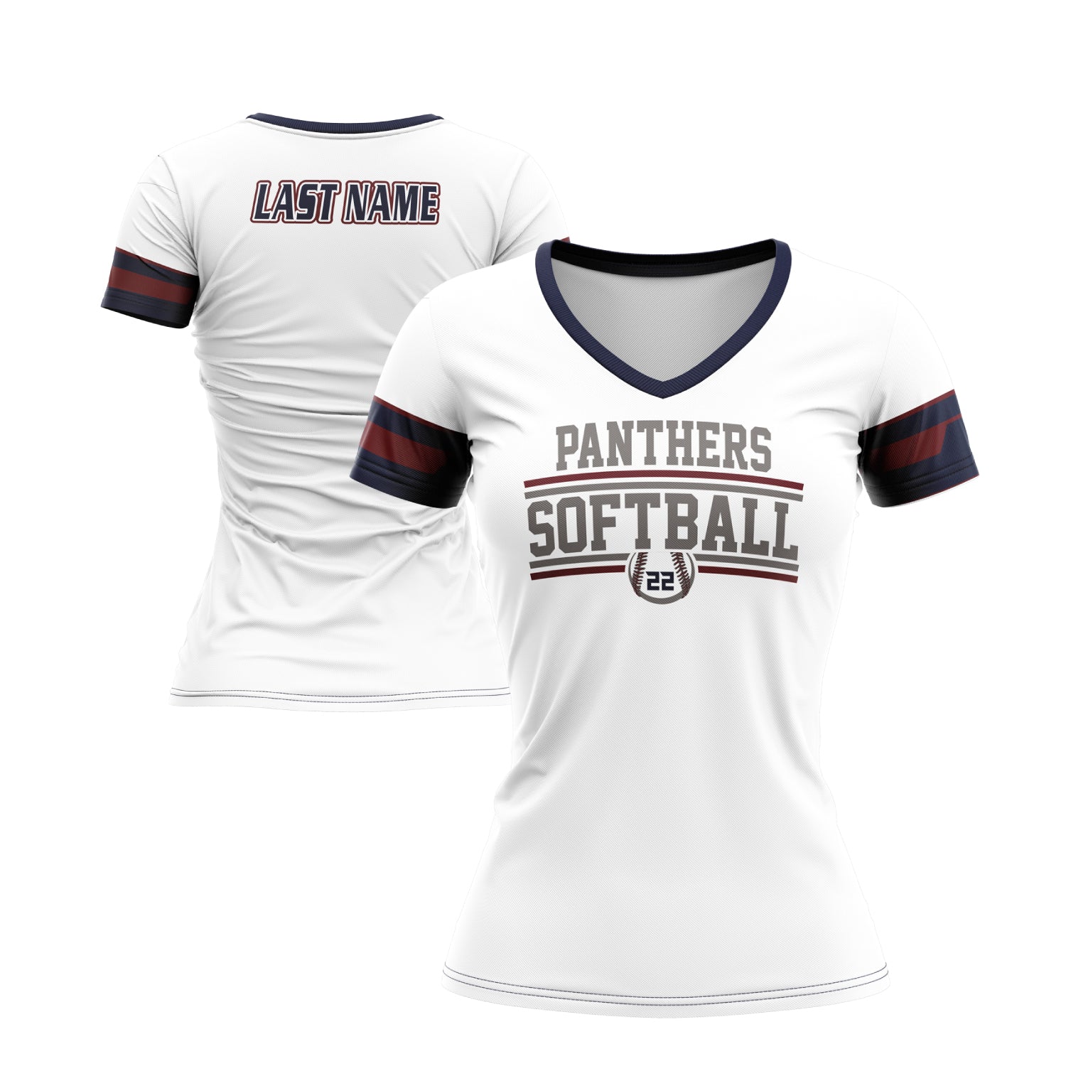 Pittsford Panthers Softball Short Sleeve Shirt - White (Girls/Womens)