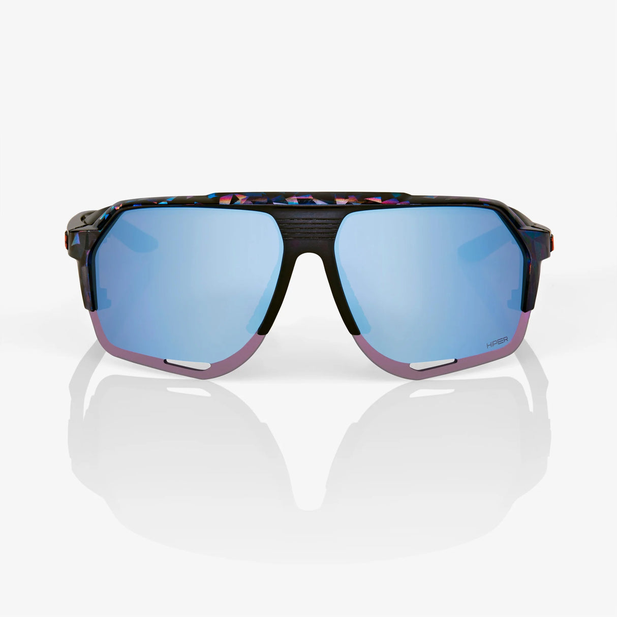 100 Percent Sunglasses - Norvik - Black Holographic - HiPER Blue Multilayer Mirror Lens