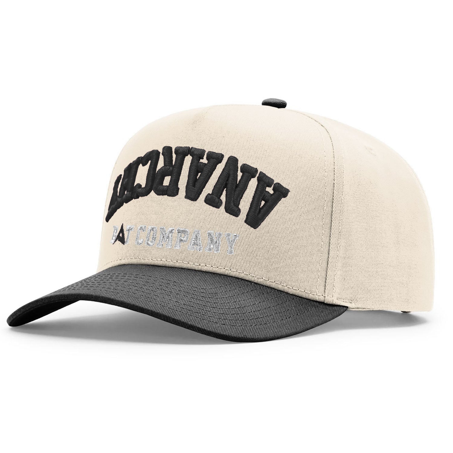 Anarchy Five Panel Snapback Hat - Khaki/Black – Product View | Smash It Sports | leather, seam