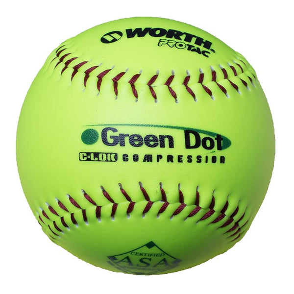 Worth Green Dot 52/300 ASA 11" Slowpitch Softballs - AHD11SY