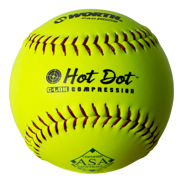 Worth 12" ASA Hot Dot 52/300 Slowpitch Softballs  - AHD12CY