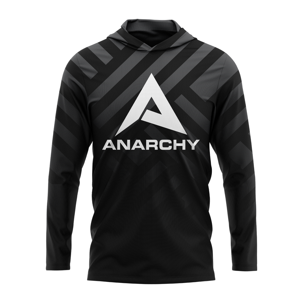 Anarchy Hooded Long Sleeve Tee - Black/Charcoal Geometric Fade