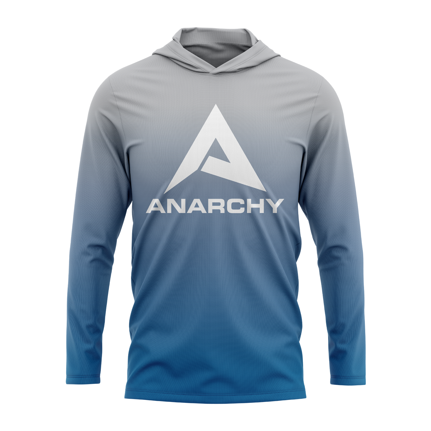 Anarchy Hooded Long Sleeve Tee - Gray/Blue Fade
