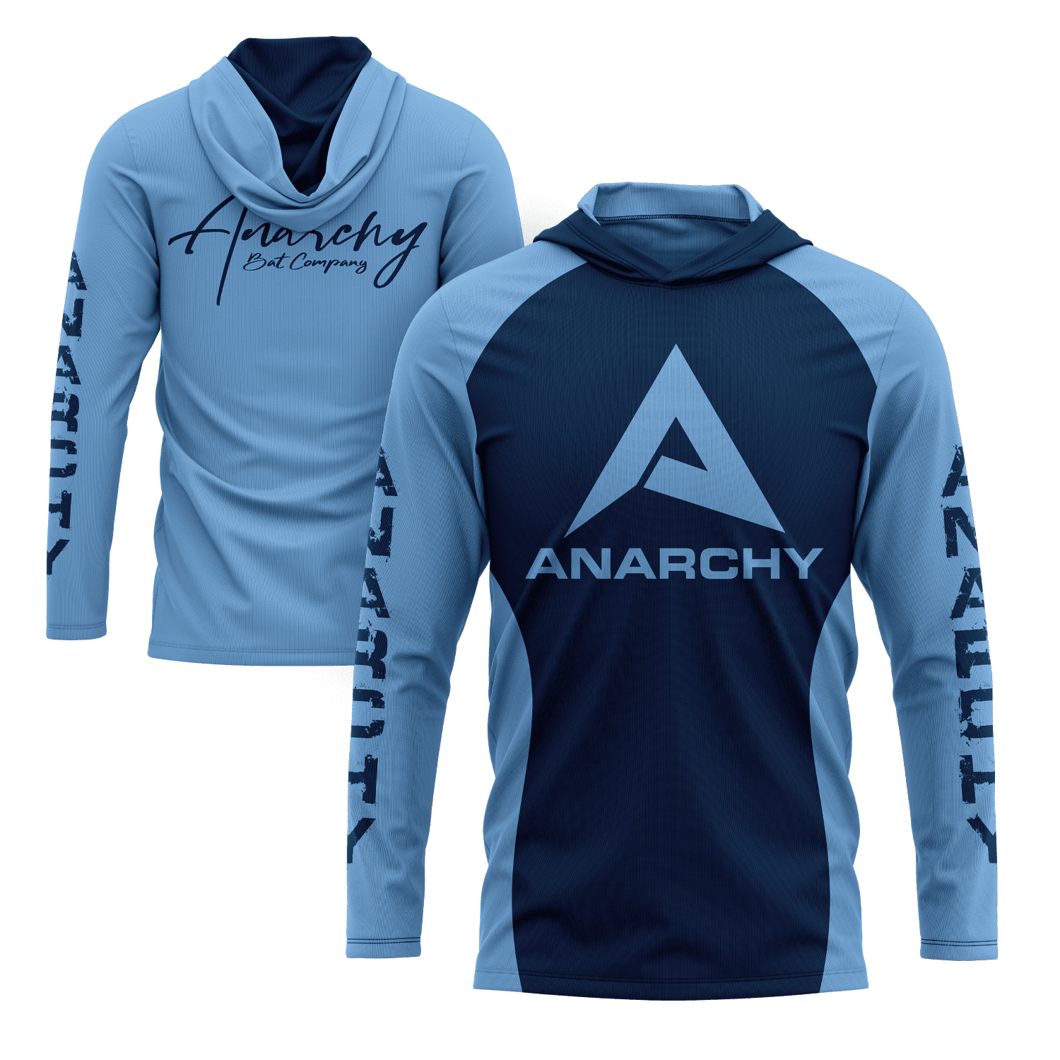 Anarchy Hooded Long Sleeve Tee - Carolina/Navy