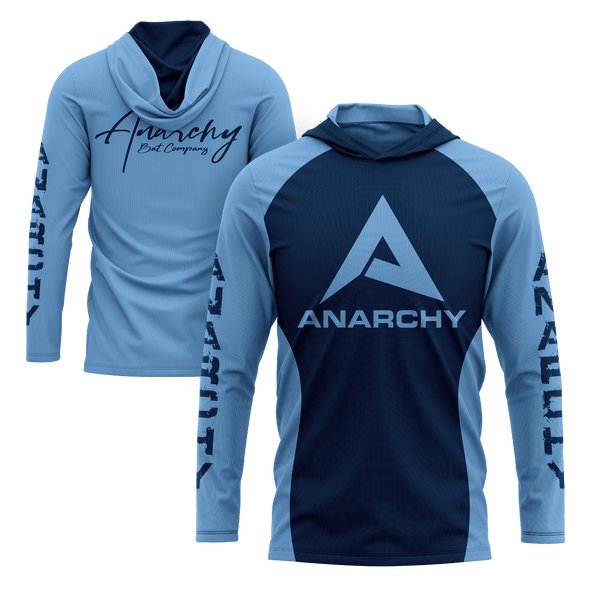 Anarchy Hooded Long Sleeve Tee - Carolina/Navy