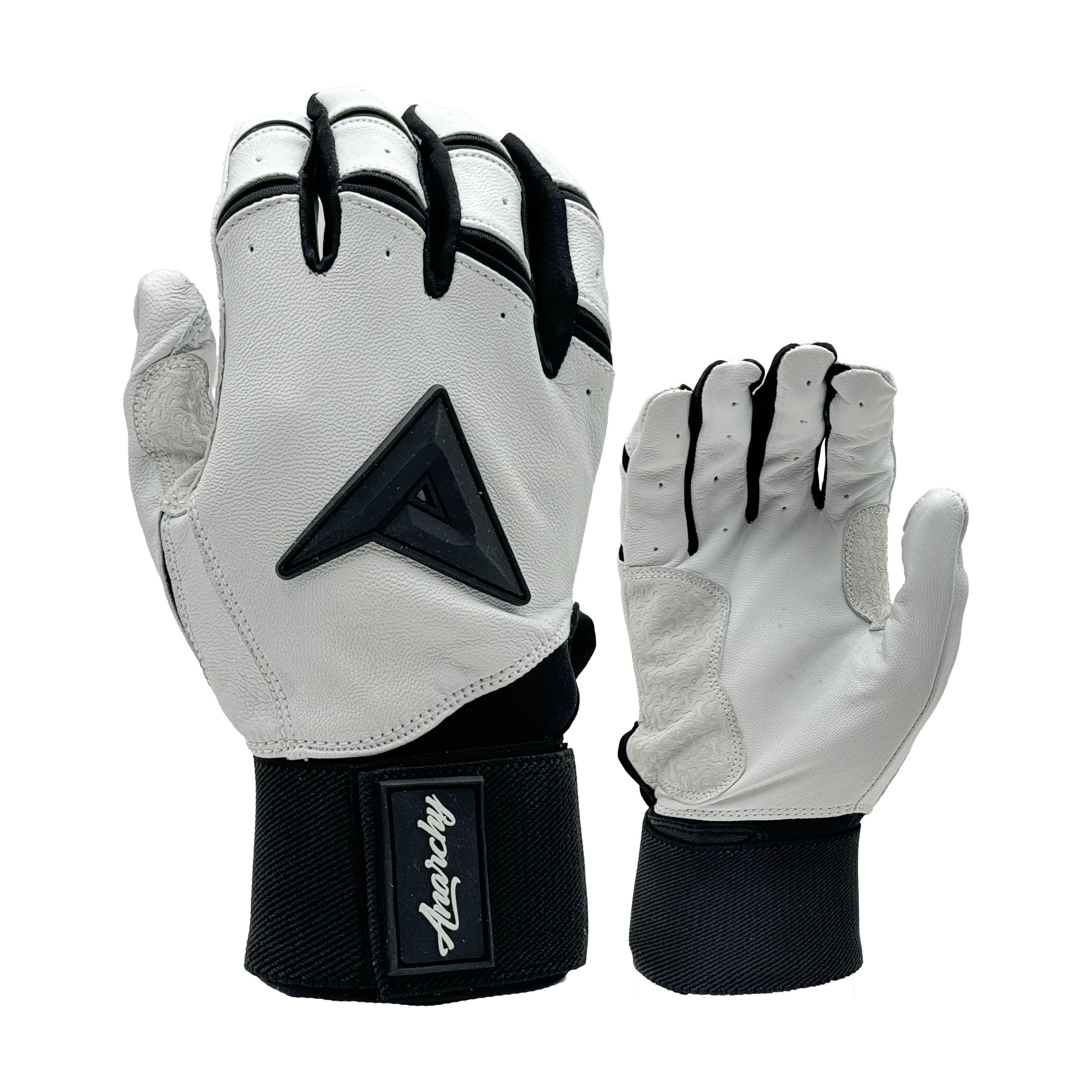 Anarchy Grindstone Long Cuff Batting Glove - White/Black - Smash It Sports