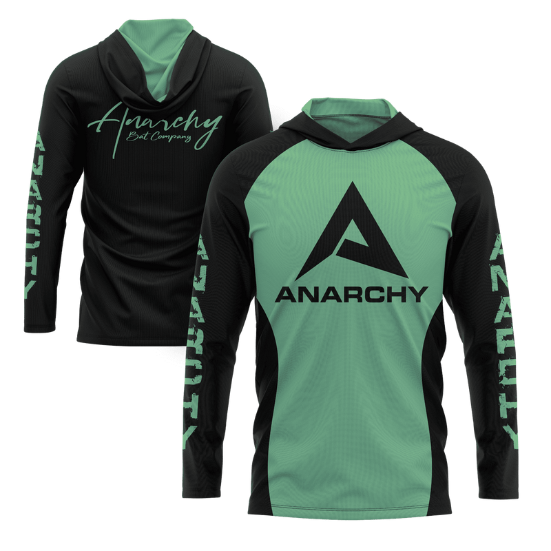 Anarchy Hooded Long Sleeve Tee - Mint/Black