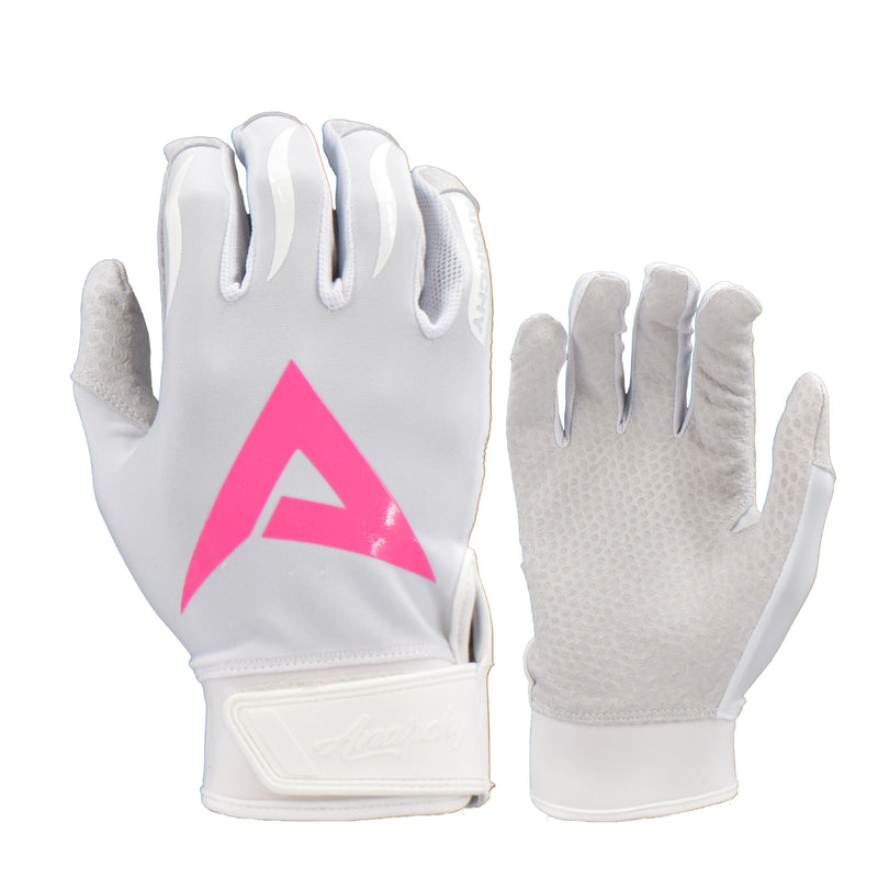 Anarchy Pro Grip Batting Gloves - Whiteout - Pink