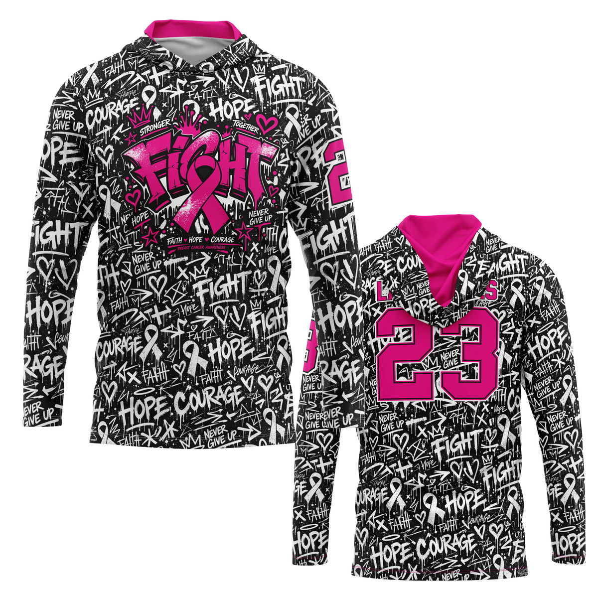 2026 Smash It Sports Breast Cancer Awareness Hooded Long Sleeve (Customized Buy-In) Graffiti