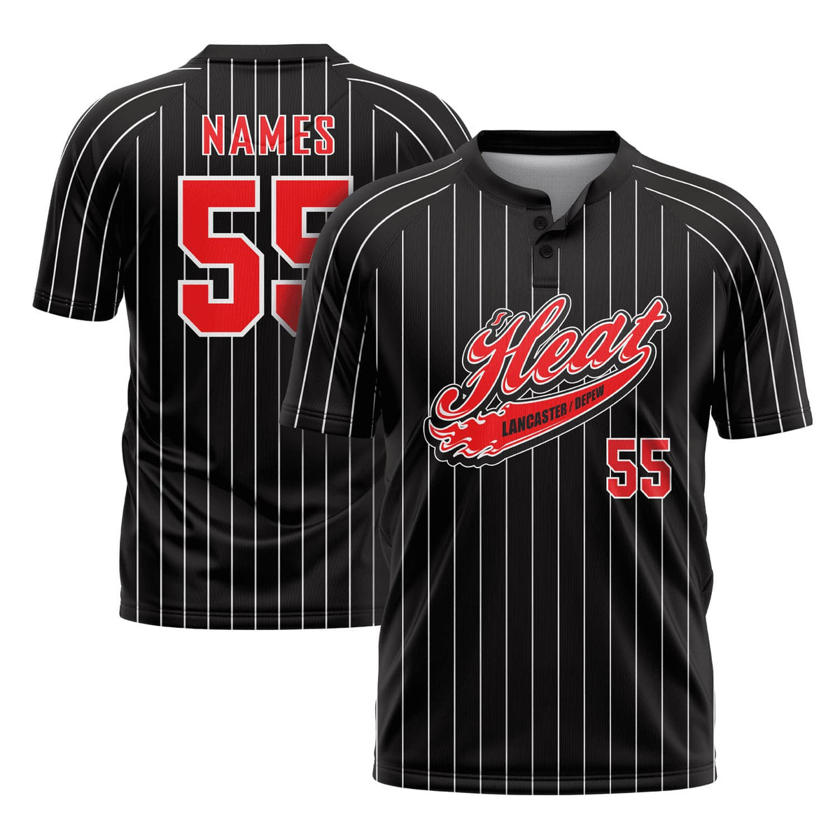 Lancaster Heat Short Sleeve 2-Button Mesh Game Jersey (Black)