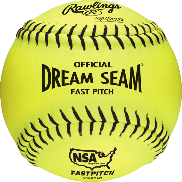 Rawlings NSA 12" Official Dream Seam Fastpitch Softballs C12BYLN
