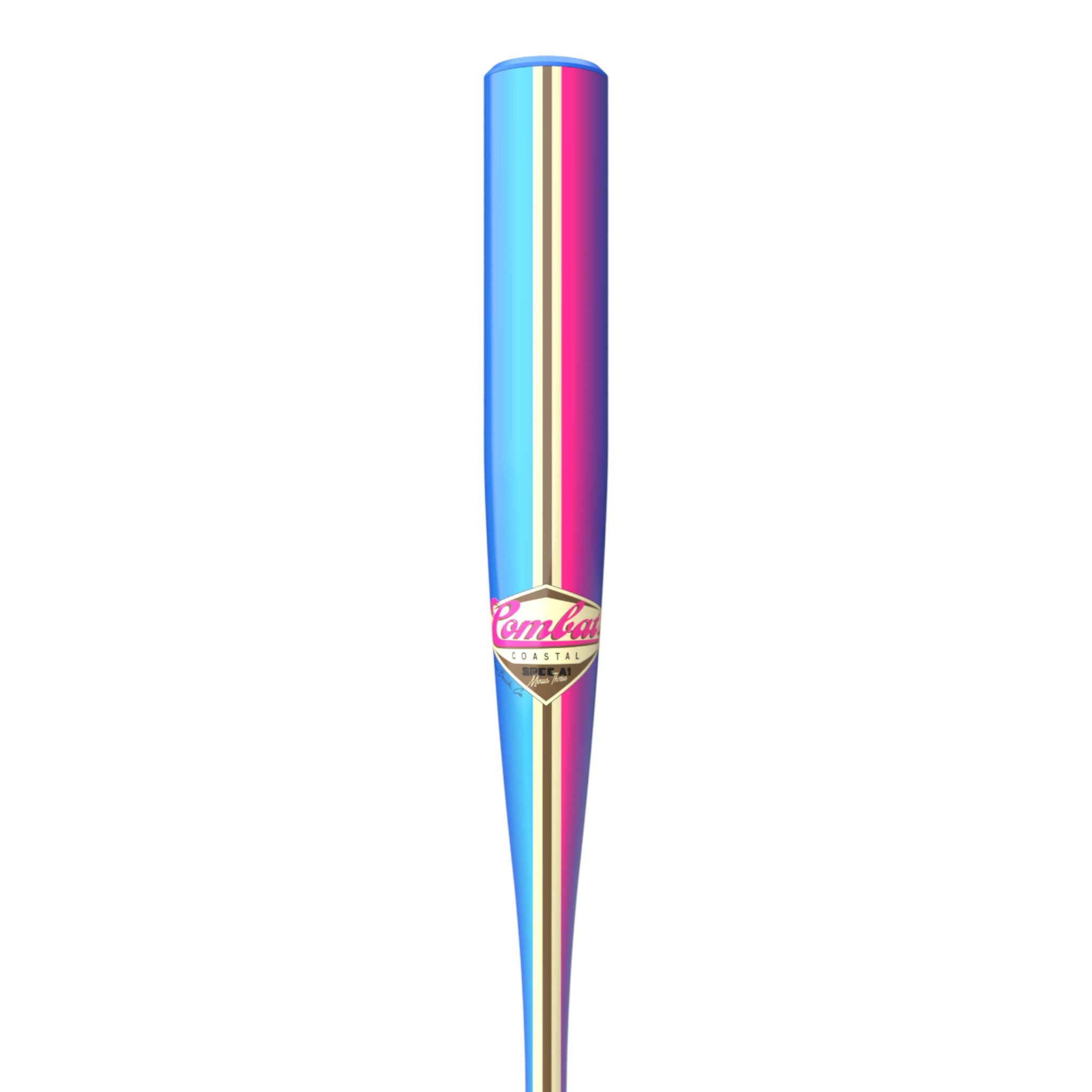 2026 Combat MFG Coastal Collective Mavericks Spec-A1 -3 BBCOR Baseball Bat - CBB7CSTB3 - front view on display