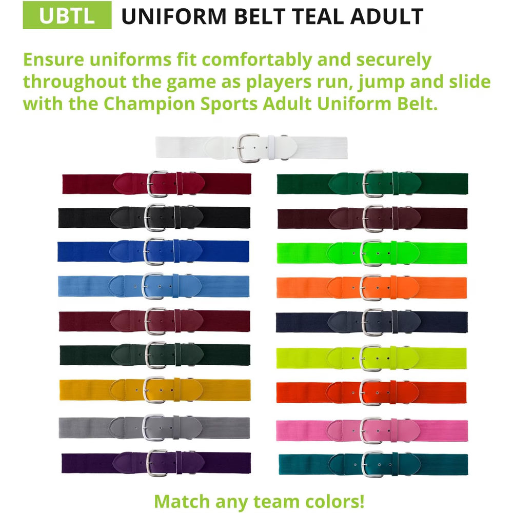 Champion Sports Baseball/Softball Uniform Belt - Adult/Youth (Multiple Colors)