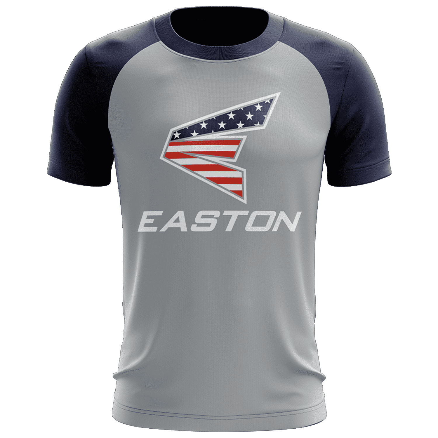 Easton EVO-Tech Short Sleeve Shirt - Grey/Navy Merica Logo - Smash It Sports