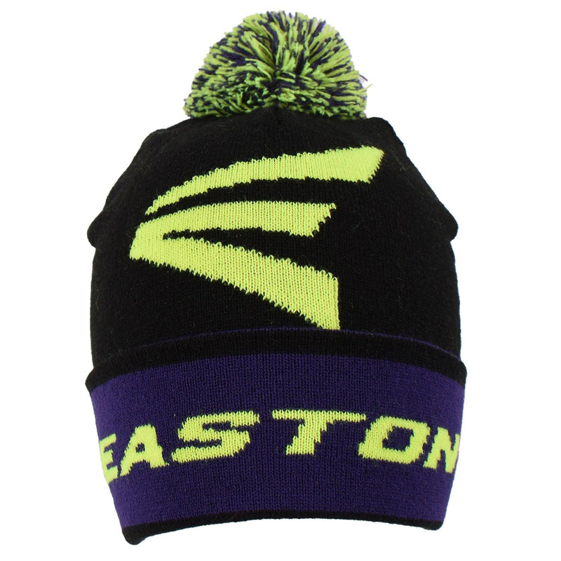 Easton Knit Pom Beanie Winter Hat Black/Purple/Neon Yellow (Large E) - Smash It Sports