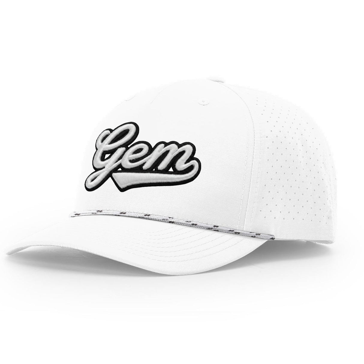 Gem Gloves Performance Rope Snapback Hat - White/Black Script