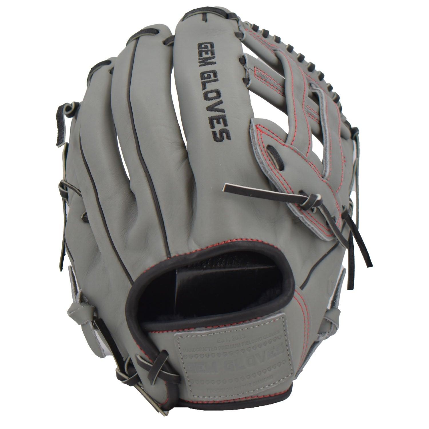 Gem Gloves Softball Fielding Glove - GEM009 Charcoal/Black/Red