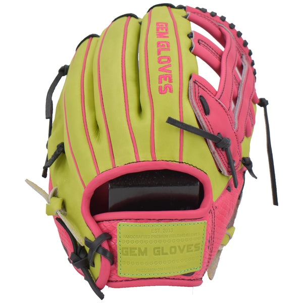 Gem Gloves Softball Fielding Glove - GEM011 (Neon Lemon/Pink)