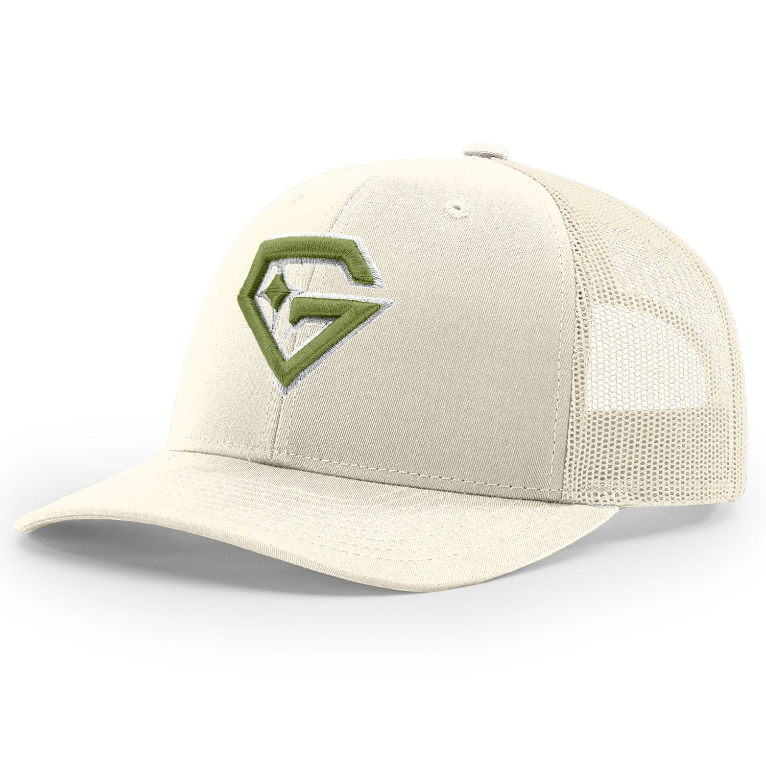 Gem Gloves R112 Trucker Hat - Cream/Military Green