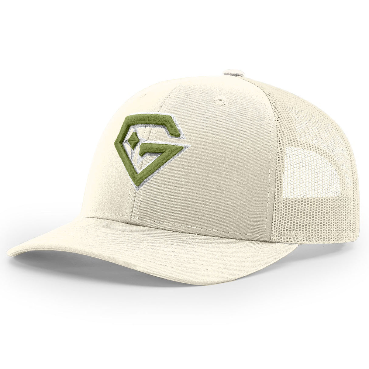 Gem Gloves R112 Trucker Hat - Cream/Military Green