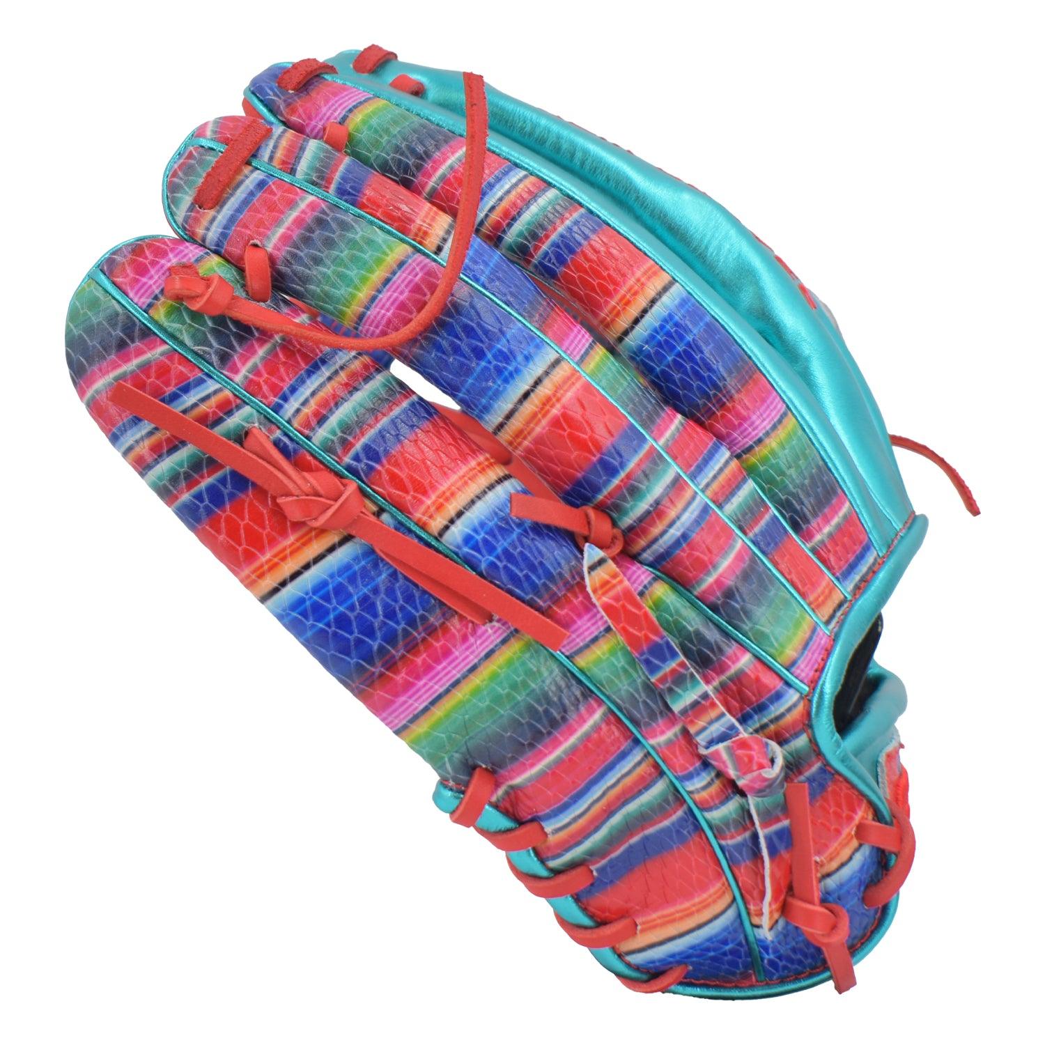 Gem Gloves Softball Fielding Glove - GEM015 (Metallic Aqua/Red)