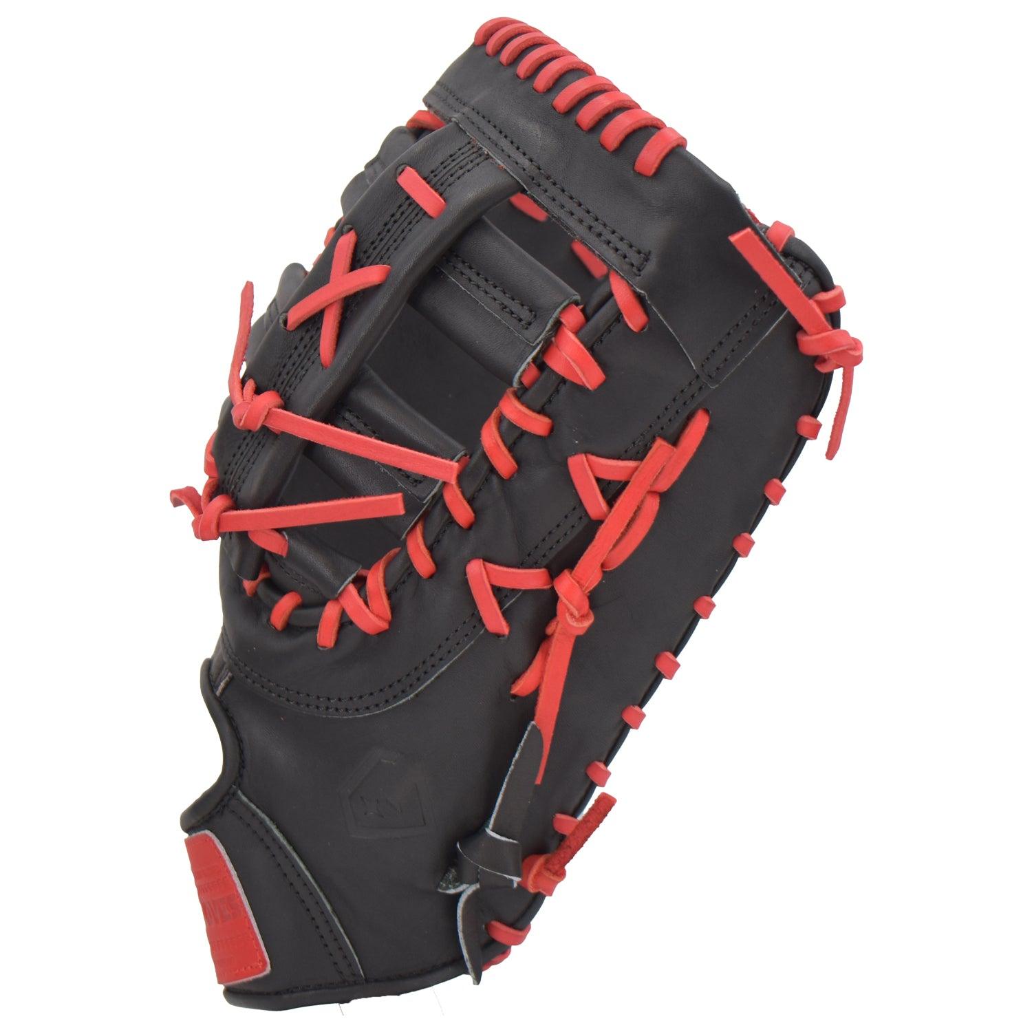 Gem Gloves Softball First Base Mitt/Glove - GEM018 (Black/Red)