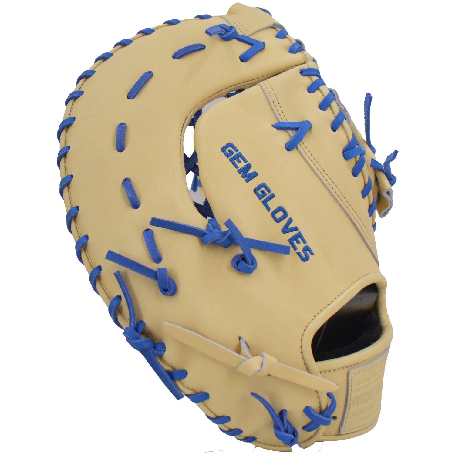 Gem Gloves Softball First Base Mitt/Glove - GEM020 (Tan/Royal)