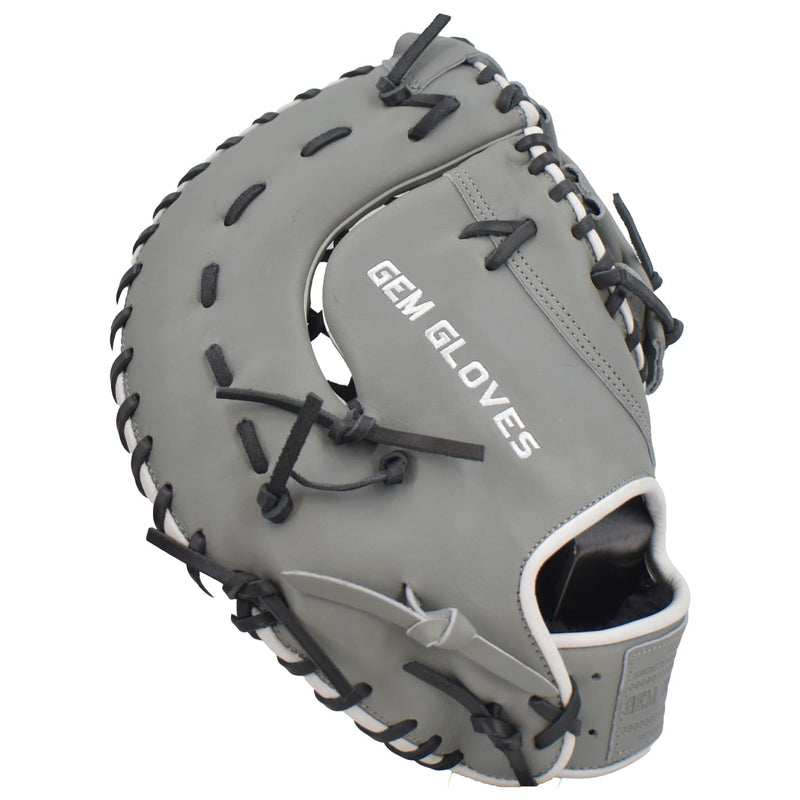 Gem Gloves Softball First Base Mitt/Glove - GEM021 (Grey/Black/White)