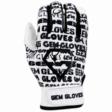 Gem Glove Opalite Batting Glove - Text Repeat Black/White