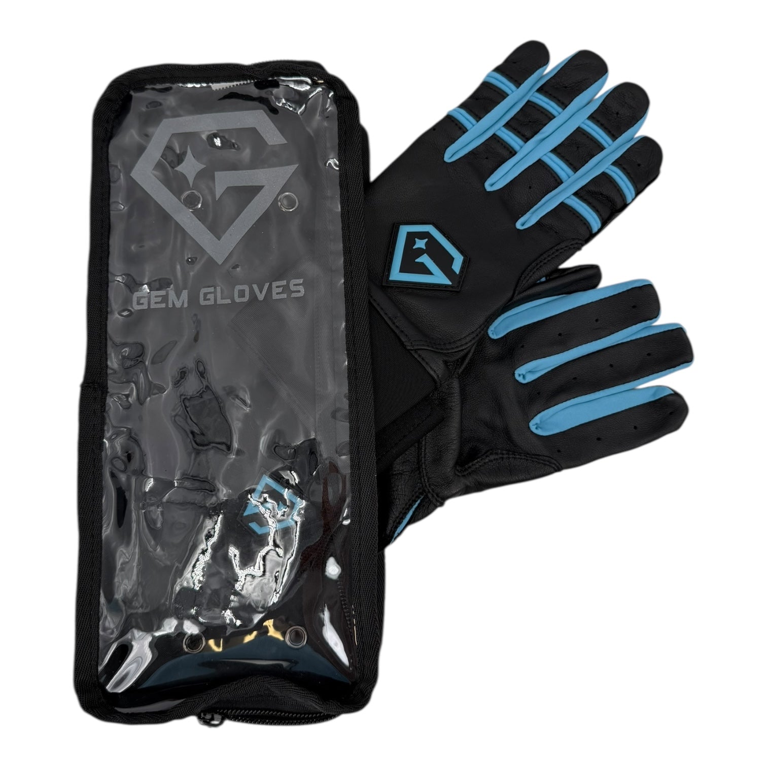 Gem Glove Prospector Long Cuff Batting Glove - Black/Carolina