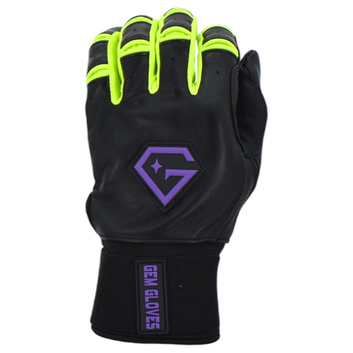 Gem Glove Prospector Long Cuff Batting Glove - Black/Purple/Green