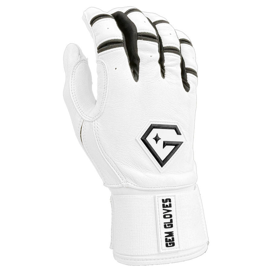 Gem Glove Prospector Long Cuff Batting Glove - White/Black