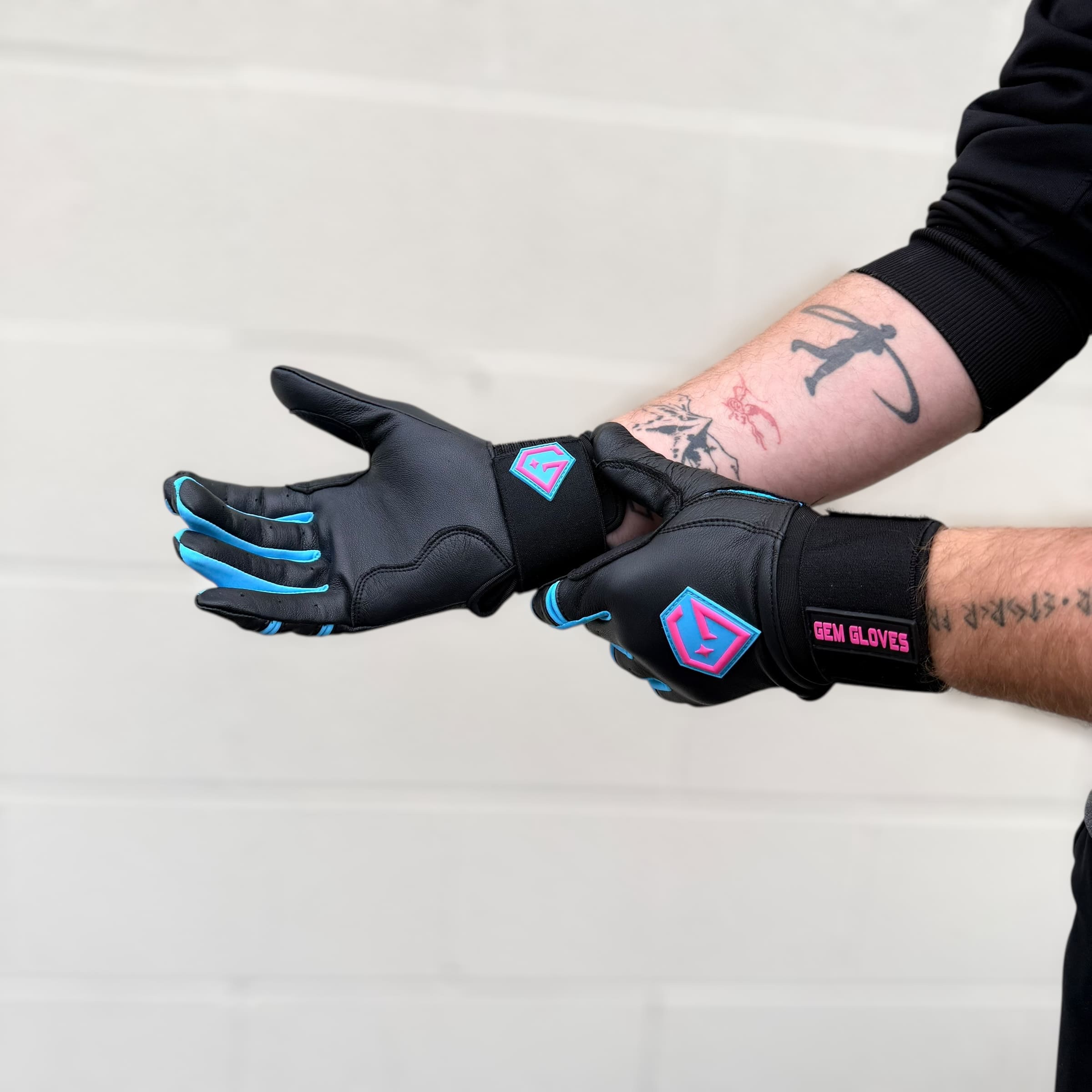 Gem Glove Prospector Long Cuff Batting Glove - Black/Pink