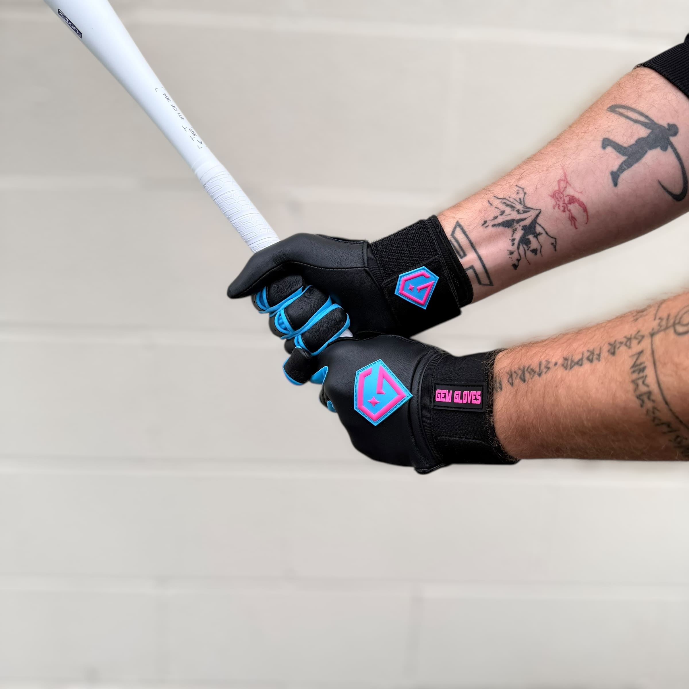 Gem Glove Prospector Long Cuff Batting Glove - Black/Pink