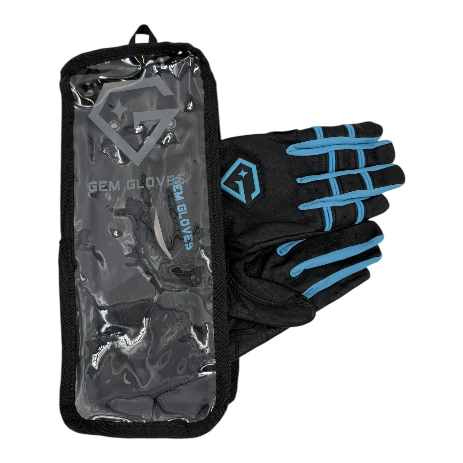 Gem Glove Prospector Short Cuff Batting Glove - Black/Carolina