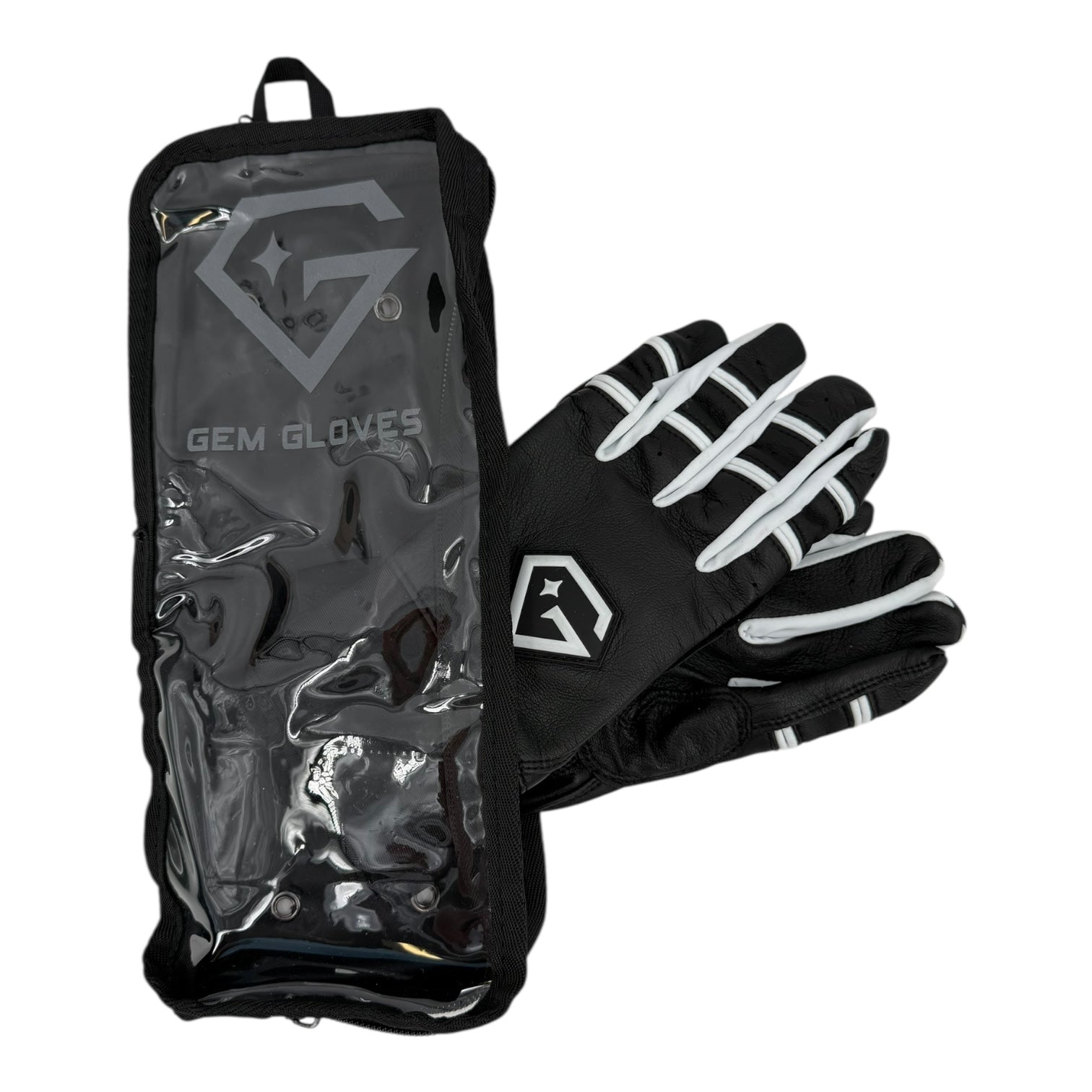 Gem Glove Prospector Short Cuff Batting Glove - Black/White