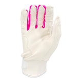 Gem Glove Prospector Short Cuff Batting Glove - White/Pink