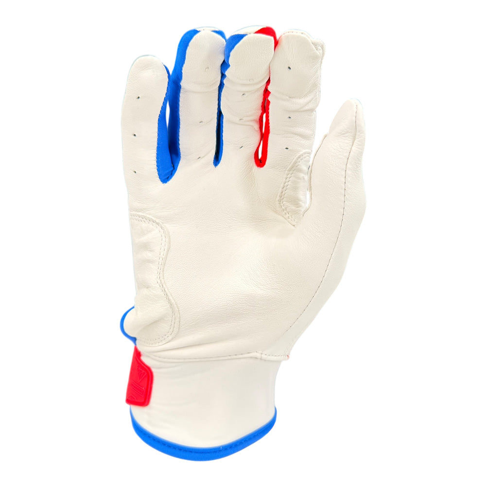 Gem Glove Prospector Short Cuff Batting Glove - White/Red/Royal