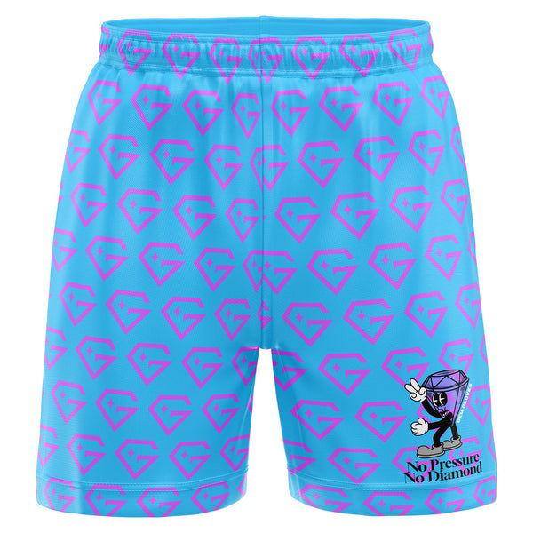 Gem Gloves Mesh Shorts - No Pressure No Diamonds - Carolina/Pink