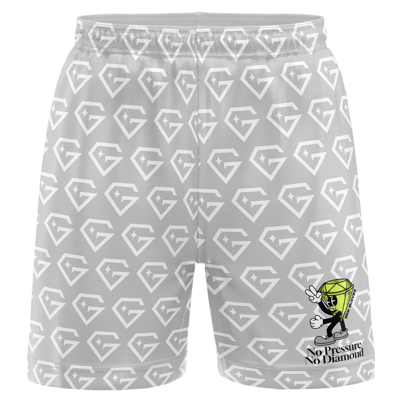 Gem Gloves Mesh Shorts - No Pressure No Diamonds - Grey/White