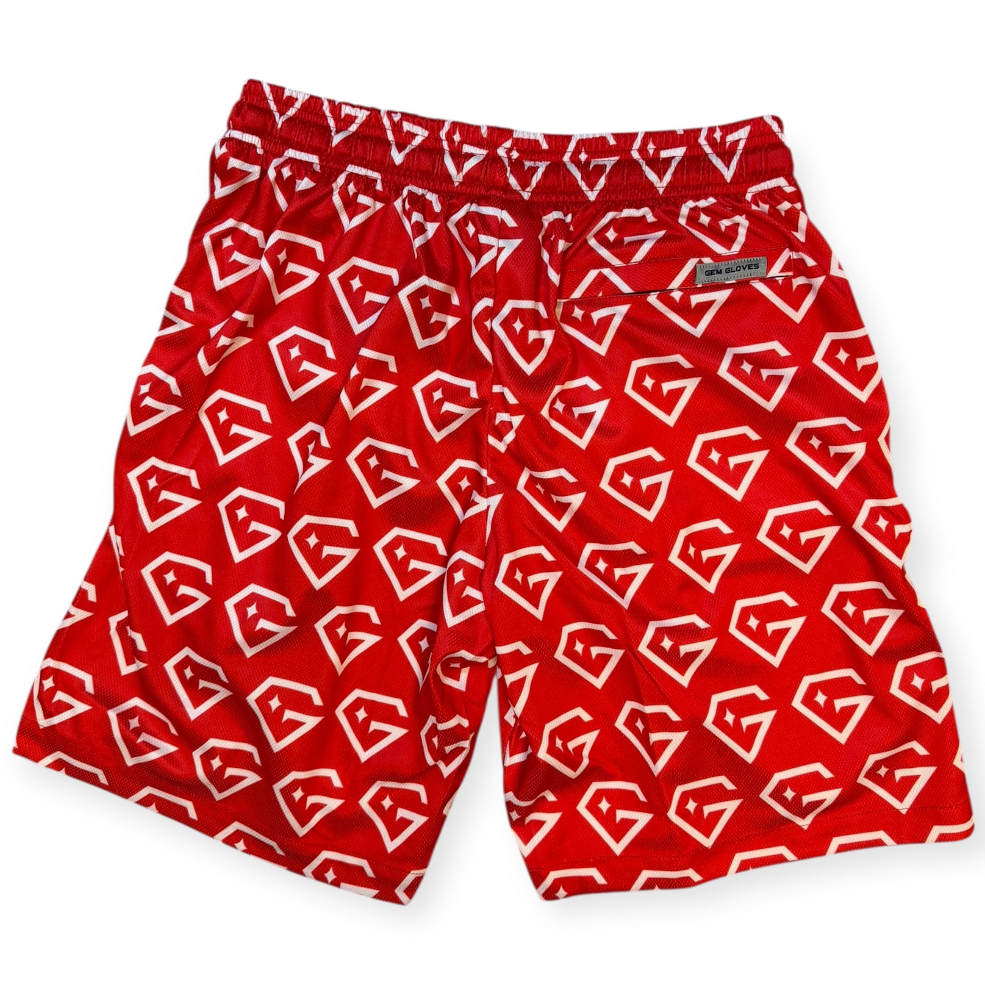 Gem Gloves Mesh Shorts - Diamond Drip - Red/White – Smash It Sports