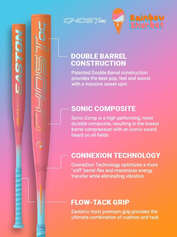 2025 Easton Ghost OG Rainbow Sherbet -10 Fastpitch Softball Bat EFP5GHRS10