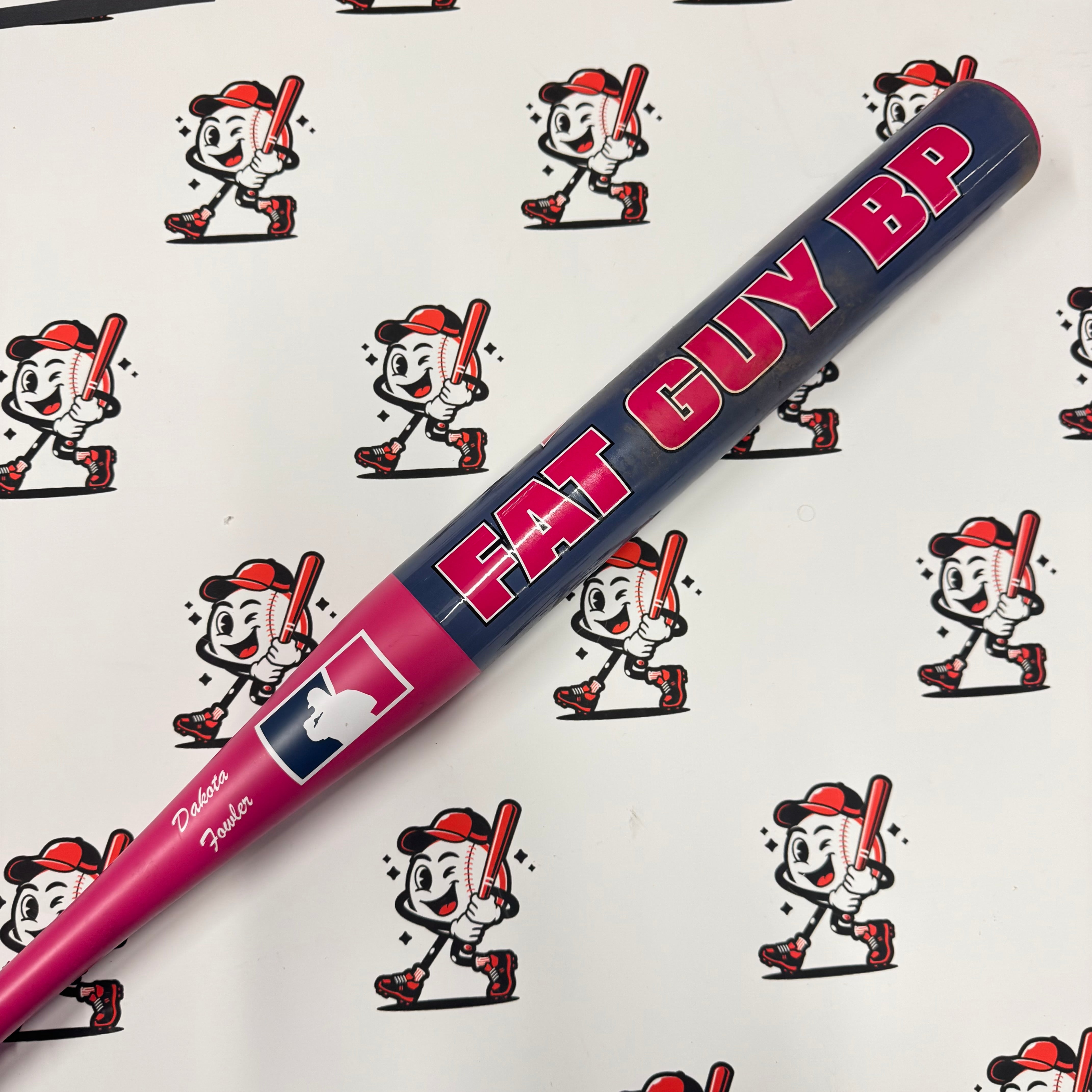 (AUCTION) USED 2025 Short Porch Fat Guy BP Loaded USSSA Slowpitch Softball Bat - Pink/Charcoal (26oz)