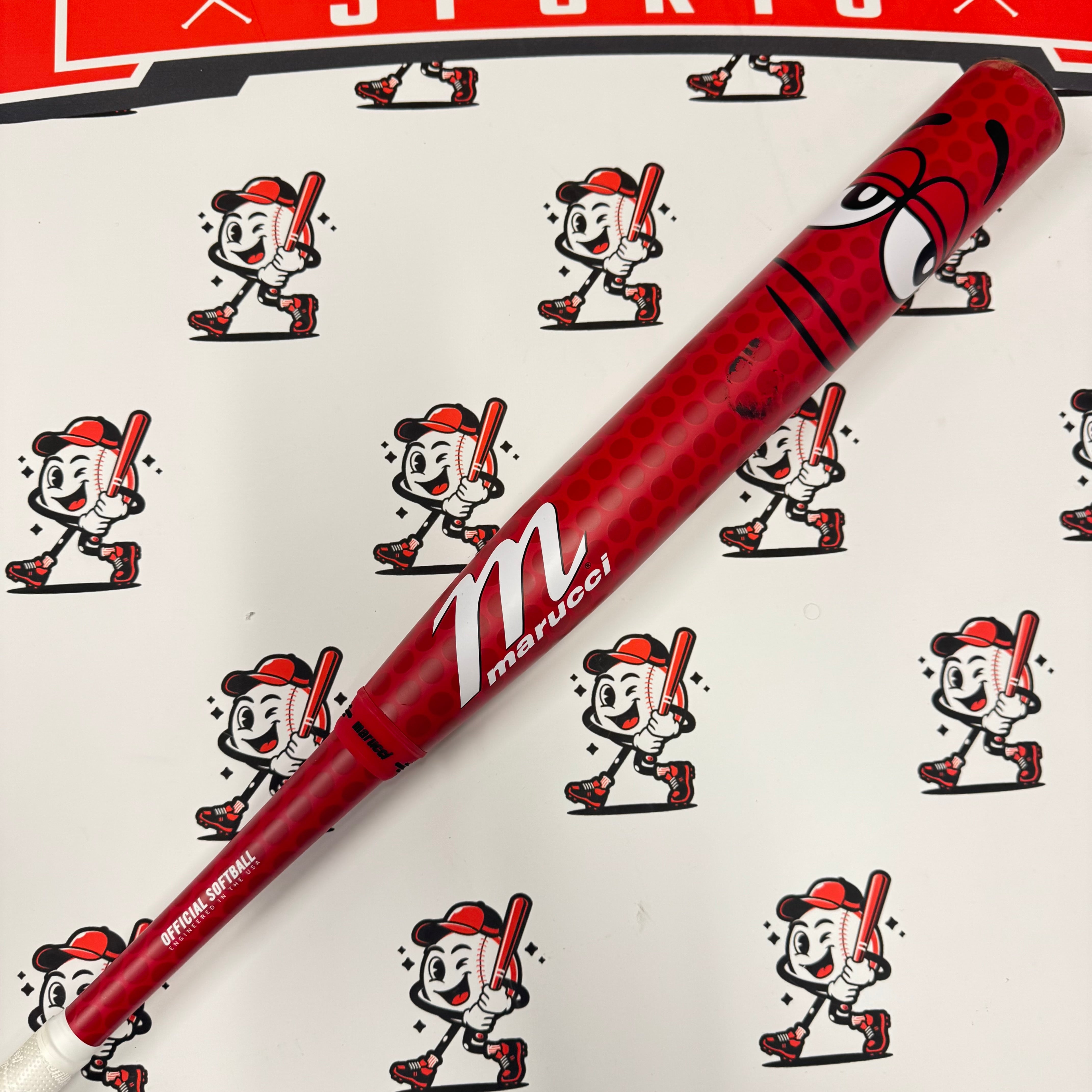 (AUCTION) USED 2025 Marucci Chocolate Crush Red BH Load USSSA Slowpitch Softball Bat - MSPCCR2BHU (26oz)