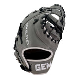 Gem Gloves Softball First Base Mitt/Glove - GEM021 (Grey/Black/White)