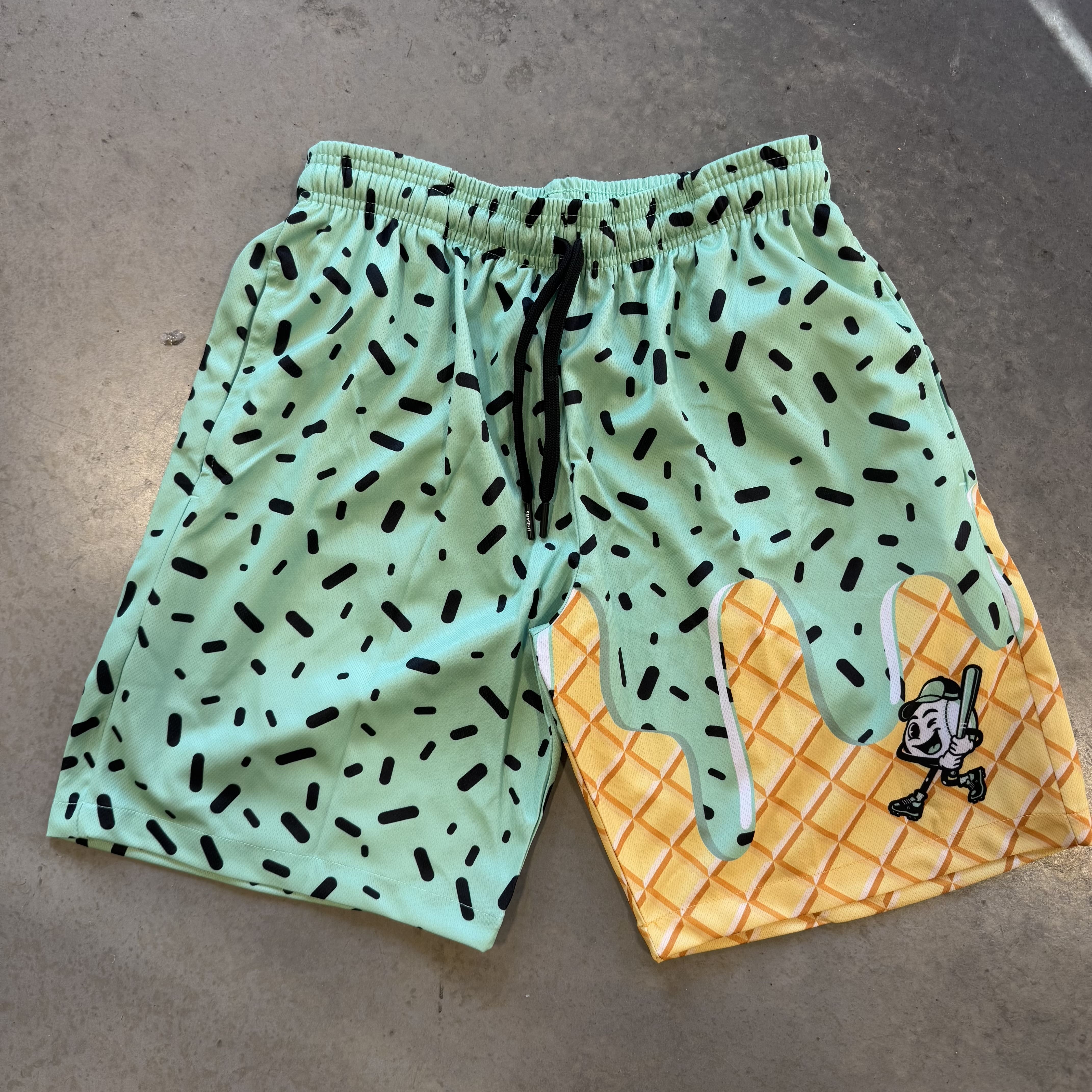 Smash It Sports Mesh Shorts - Ice Cream Drip Mint Chocolate Chip